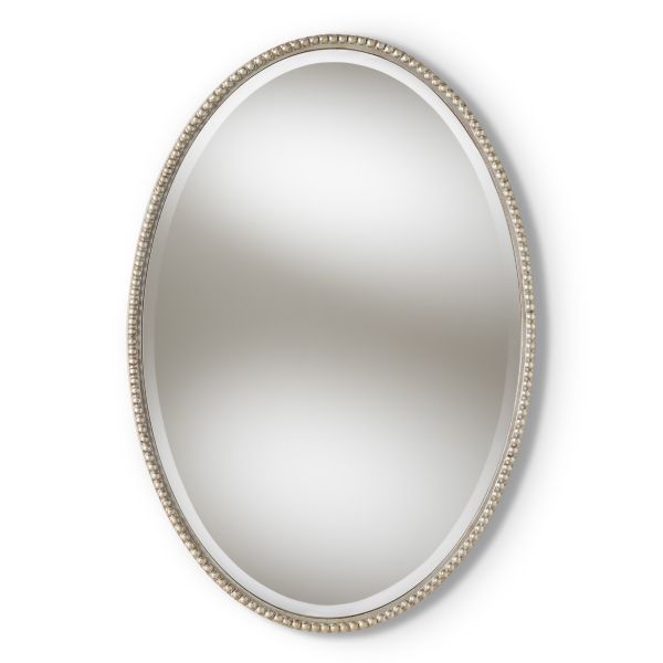 Graca Modern and Contemporary Antique Silver Finished Oval Accent Wall Mirror