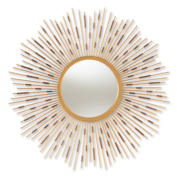 Apollonia Modern and Contemporary Gold Finished Sunburst Accent Wall Mirror