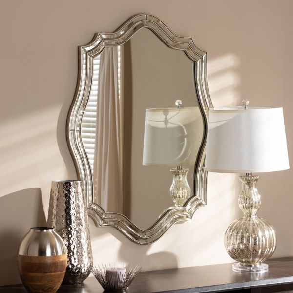 Isidora Art Deco Antique Silver Finished Accent Wall Mirror