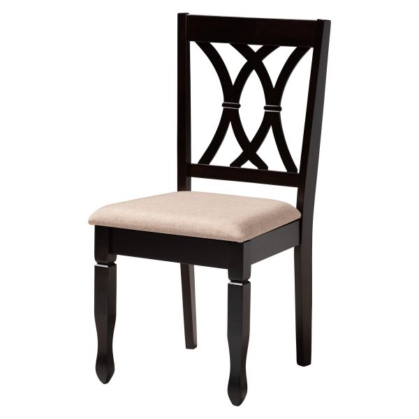 Aggie Modern Sand Fabric and Dark Brown Finished Wood 5-Piece Dining Set