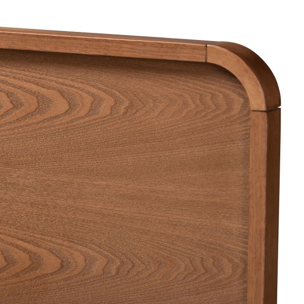 Mailene Mid-Century Modern Walnut Brown Finished Wood Full Size Headboard