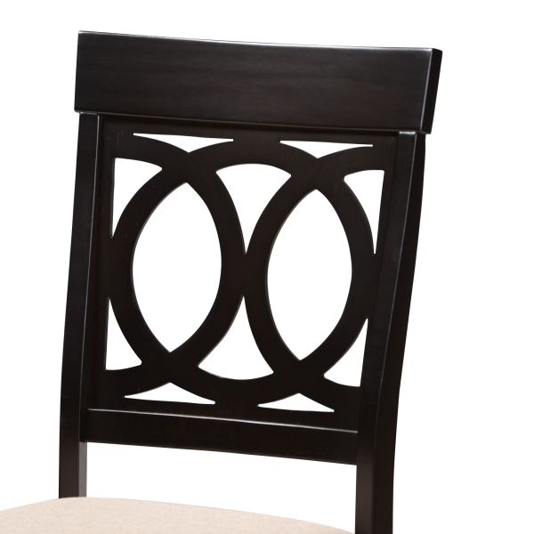 Velia Modern Sand Fabric and Dark Brown Finished Wood 5-Piece Dining Set