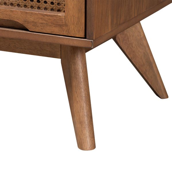 Melora Walnut Brown Finished Wood and Rattan Full Size 5-Piece Bedroom Set