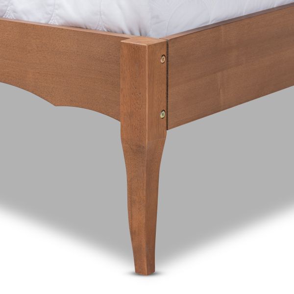 Marieke Vintage French Inspired Ash Wanut Finished Wood and Synthetic Rattan Queen Size Platform Bed