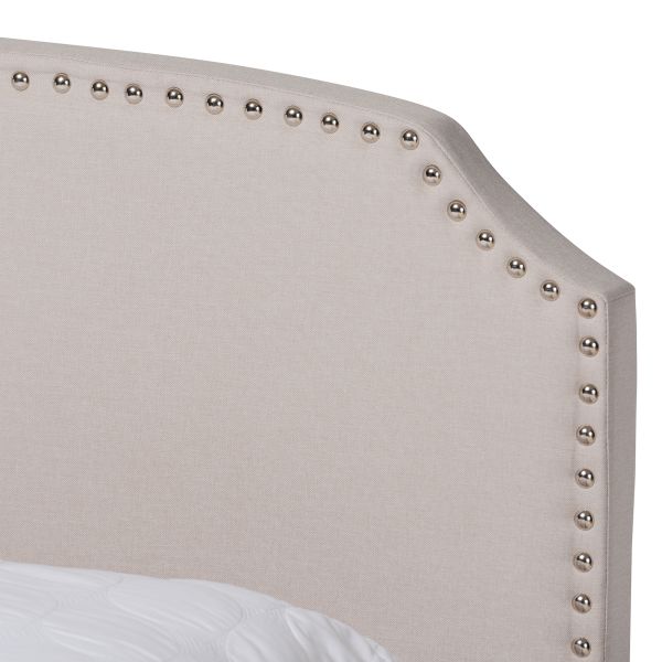 Larese Beige Fabric Upholstered 2-Drawer Queen Size Platform Storage Bed