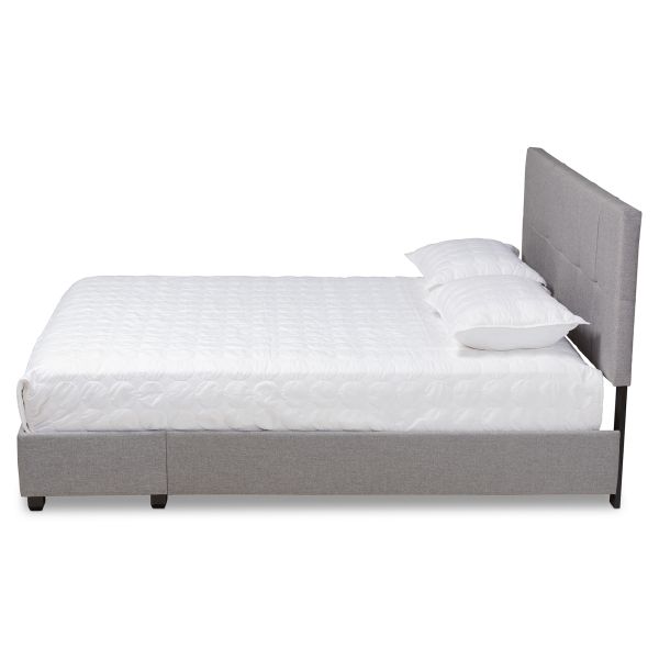 Netti Light Grey Fabric Upholstered 2-Drawer King Size Platform Storage Bed