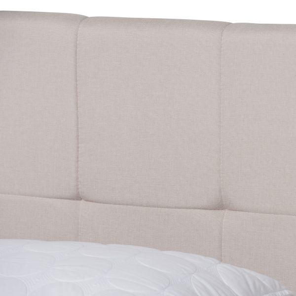 Netti Beige Fabric Upholstered 2-Drawer King Size Platform Storage Bed