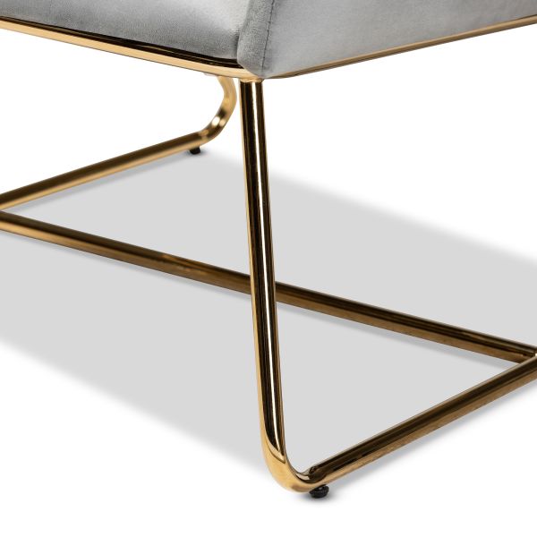 Sennet Glam and Luxe Grey Velvet Fabric Upholstered Gold Finished Armchair