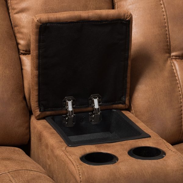 Mistral Modern and Contemporary Light Brown Palomino Suede 6-Piece Sectional with Recliners Corner Lounge Suite 