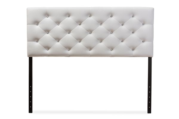 Viviana Modern and Contemporary White Faux Leather Upholstered Button-tufted Queen Size Headboard