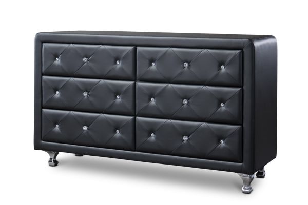 Luminescence Black Faux Leather Upholstered Dresser