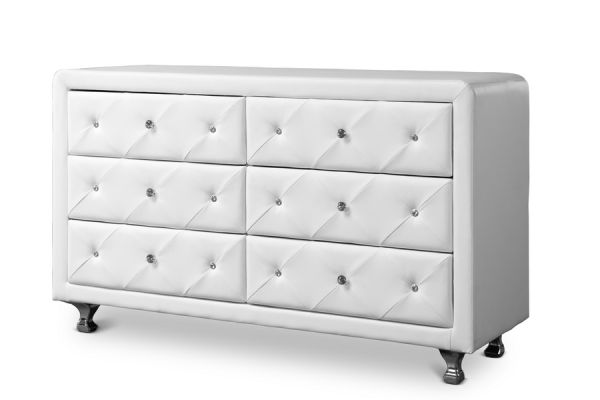 Luminescence White Faux Leather Upholstered Dresser