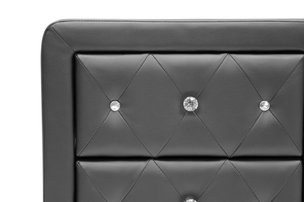 Stella Crystal Tufted Black Upholstered Modern Nightstand