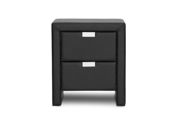 Frey Black Upholstered Modern Nightstand