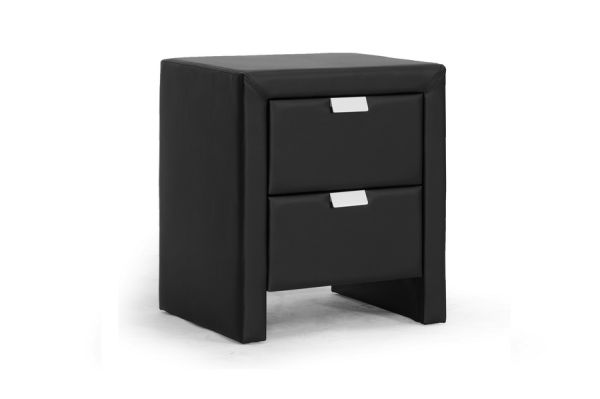 Frey Black Upholstered Modern Nightstand
