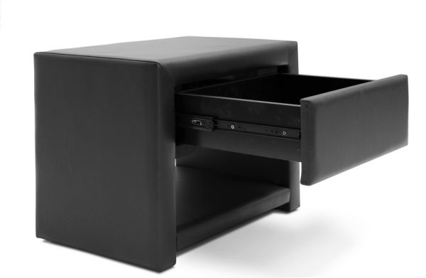 Massey Black Upholstered Modern Nightstand