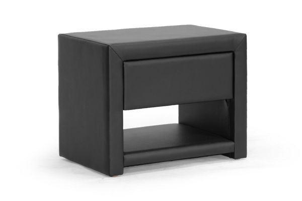 Massey Black Upholstered Modern Nightstand