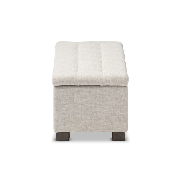 Roanoke Modern and Contemporary Beige Fabric Upholstered Grid-Tufting Storage Ottoman Bench