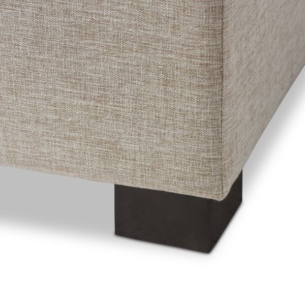 Roanoke Modern and Contemporary Beige Fabric Upholstered Grid-Tufting Storage Ottoman Bench