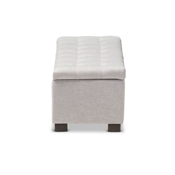 Roanoke Modern and Contemporary Grayish Beige Fabric Upholstered Grid-Tufting Storage Ottoman Bench