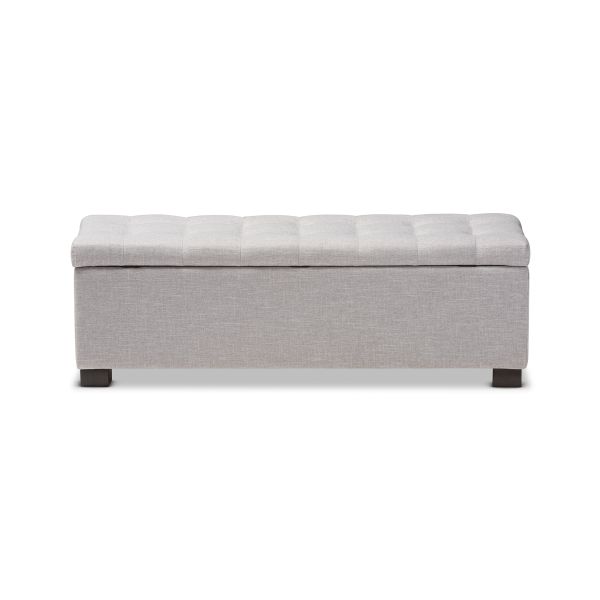 Roanoke Modern and Contemporary Grayish Beige Fabric Upholstered Grid-Tufting Storage Ottoman Bench