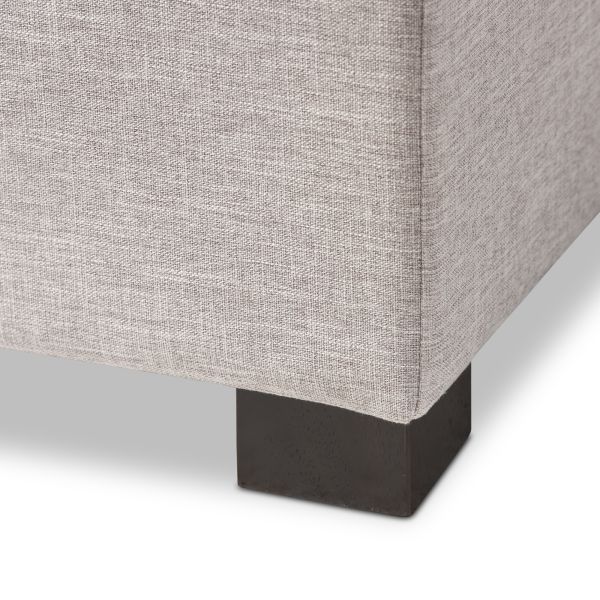 Roanoke Modern and Contemporary Grayish Beige Fabric Upholstered Grid-Tufting Storage Ottoman Bench
