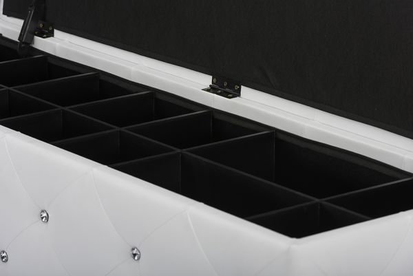 Seine White Leather Contemporary Storage Ottoman