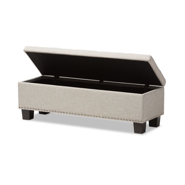 Hannah Modern and Contemporary Beige Fabric Upholstered Button-Tufting Storage Ottoman Bench