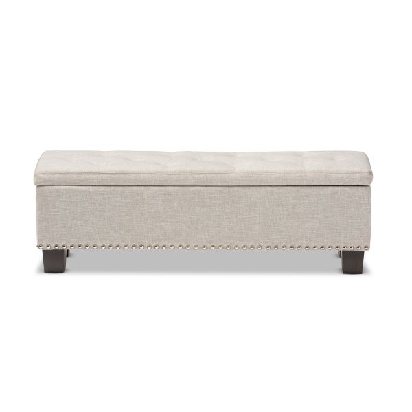 Hannah Modern and Contemporary Beige Fabric Upholstered Button-Tufting Storage Ottoman Bench