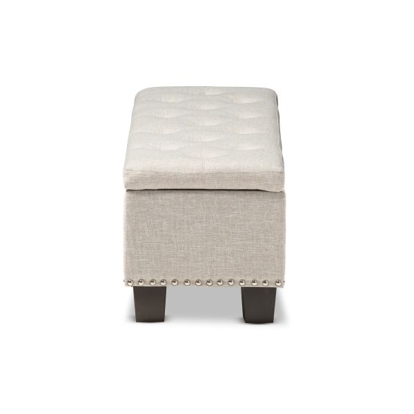 Hannah Modern and Contemporary Beige Fabric Upholstered Button-Tufting Storage Ottoman Bench
