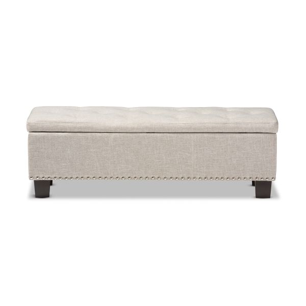 Hannah Modern and Contemporary Beige Fabric Upholstered Button-Tufting Storage Ottoman Bench