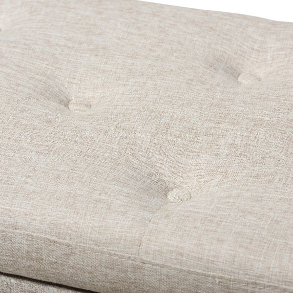 Hannah Modern and Contemporary Beige Fabric Upholstered Button-Tufting Storage Ottoman Bench