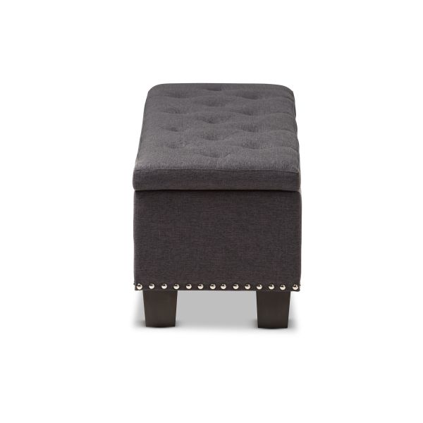 Hannah Modern and Contemporary Dark Grey Fabric Upholstered Button-Tufting Storage Ottoman Bench