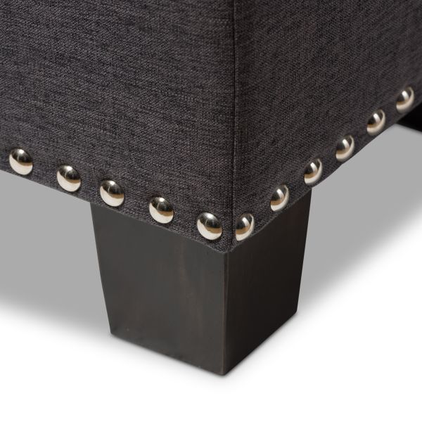 Hannah Modern and Contemporary Dark Grey Fabric Upholstered Button-Tufting Storage Ottoman Bench