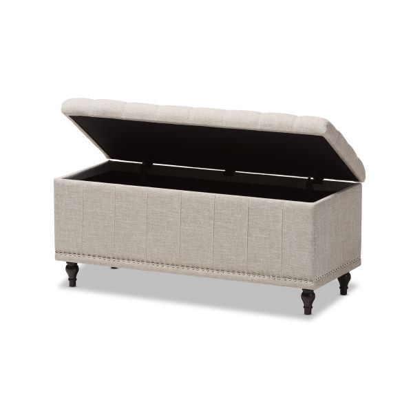 Kaylee Modern Classic Beige Fabric Upholstered Button-Tufting Storage Ottoman Bench