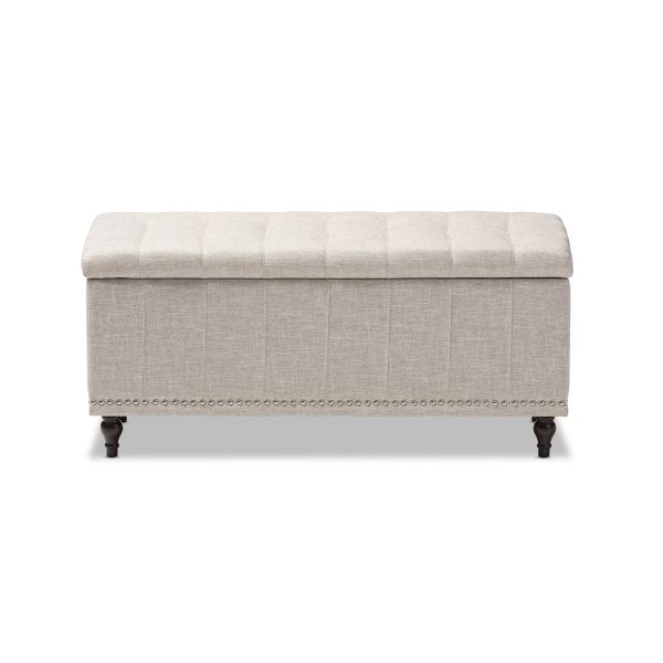 Kaylee Modern Classic Beige Fabric Upholstered Button-Tufting Storage Ottoman Bench