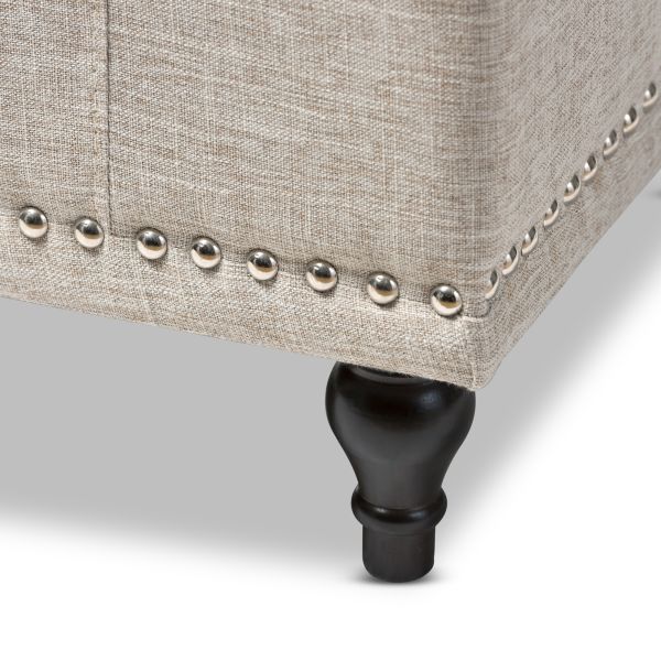 Kaylee Modern Classic Beige Fabric Upholstered Button-Tufting Storage Ottoman Bench