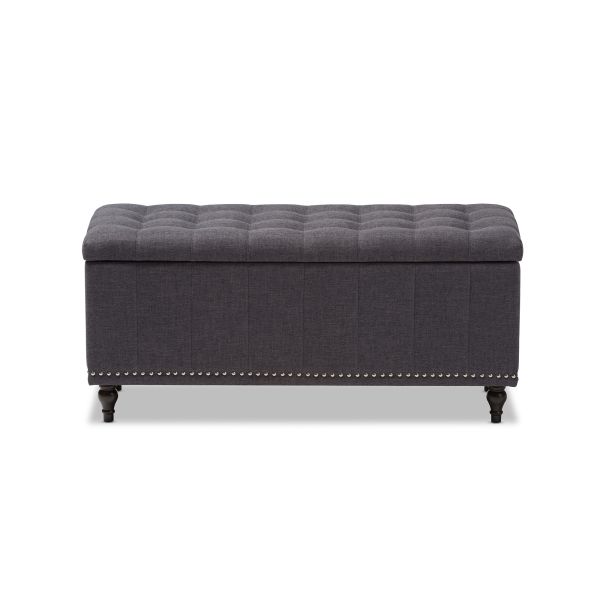 Kaylee Modern Classic Dark Grey Fabric Upholstered Button-Tufting Storage Ottoman Bench