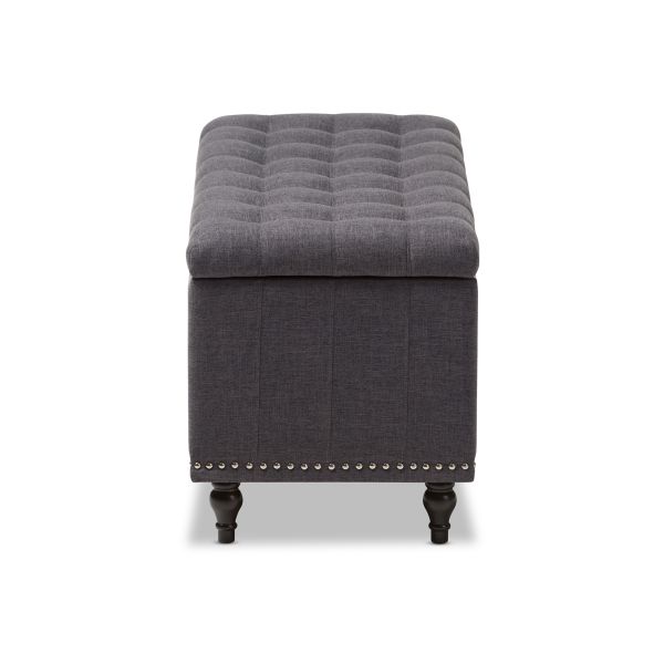 Kaylee Modern Classic Dark Grey Fabric Upholstered Button-Tufting Storage Ottoman Bench