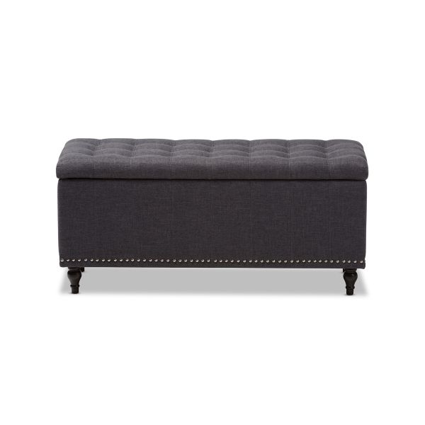 Kaylee Modern Classic Dark Grey Fabric Upholstered Button-Tufting Storage Ottoman Bench