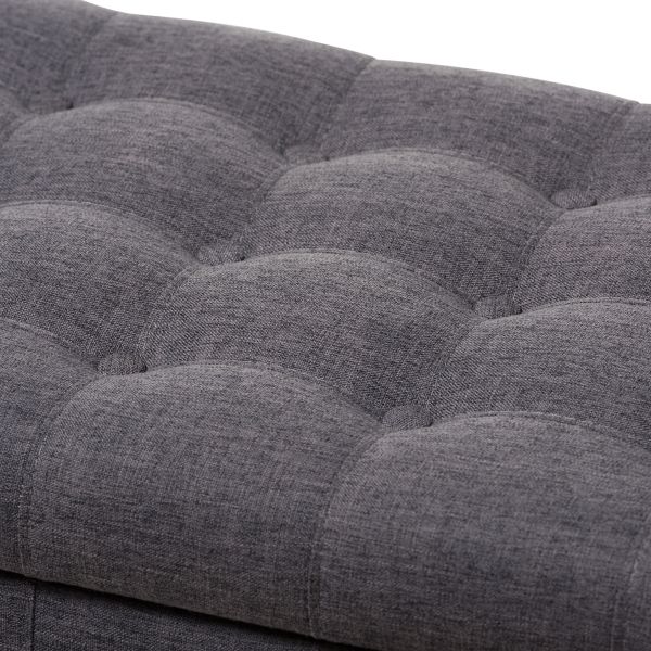 Kaylee Modern Classic Dark Grey Fabric Upholstered Button-Tufting Storage Ottoman Bench