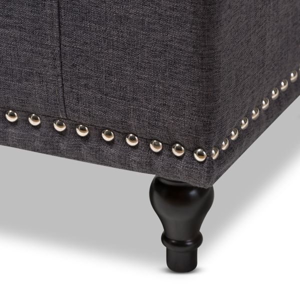 Kaylee Modern Classic Dark Grey Fabric Upholstered Button-Tufting Storage Ottoman Bench