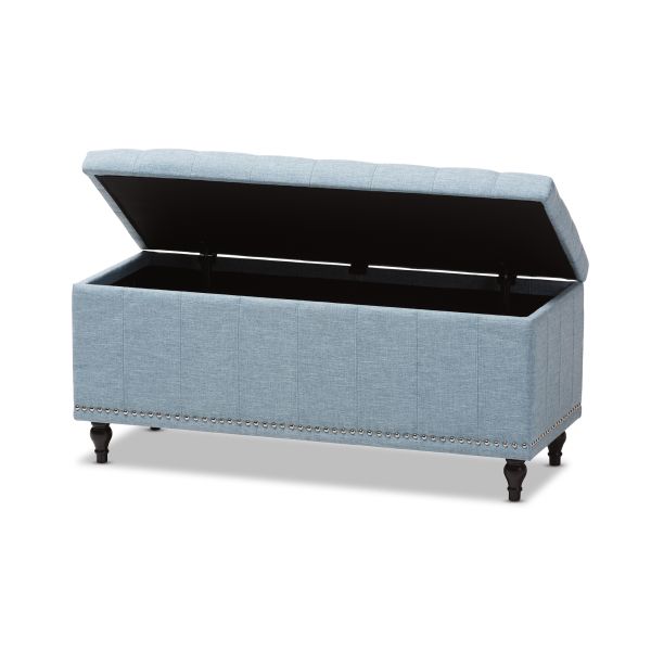 Kaylee Modern Classic Light Blue Fabric Upholstered Button-Tufting Storage Ottoman Bench