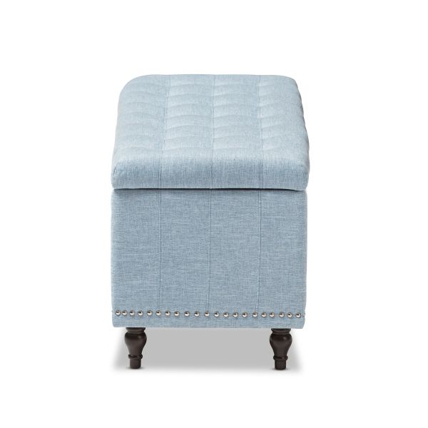 Kaylee Modern Classic Light Blue Fabric Upholstered Button-Tufting Storage Ottoman Bench
