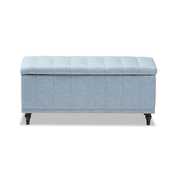 Kaylee Modern Classic Light Blue Fabric Upholstered Button-Tufting Storage Ottoman Bench