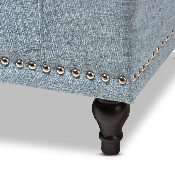 Kaylee Modern Classic Light Blue Fabric Upholstered Button-Tufting Storage Ottoman Bench