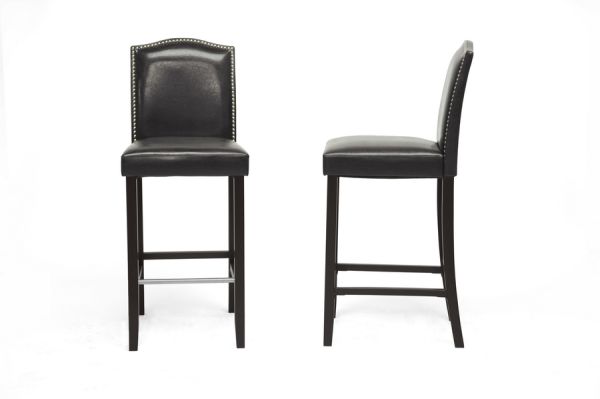 Libra Black Modern Bar Stool with Nail Head Trim (Set of 2)