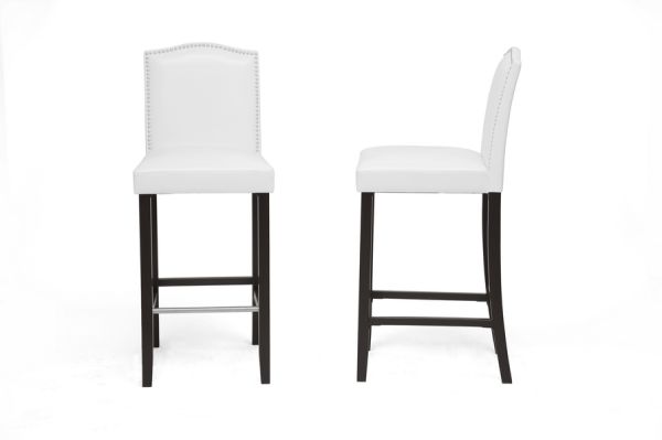 Libra White Modern Bar Stool with Nail Head Trim (Set of 2)