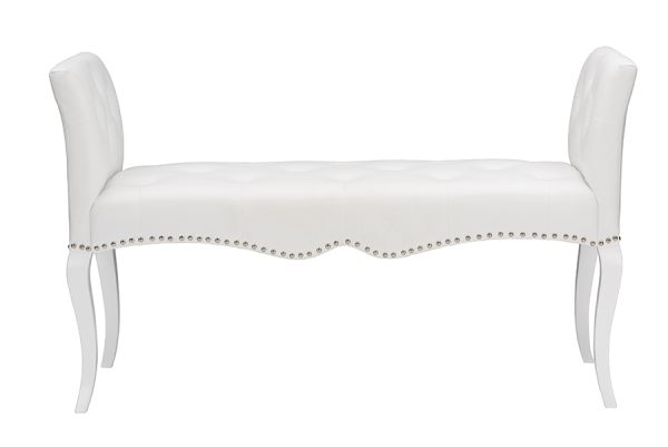 Kristy Modern and Contemporary White Faux Leather Classic Seating Bench