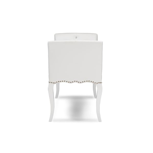 Kristy Modern and Contemporary White Faux Leather Classic Seating Bench